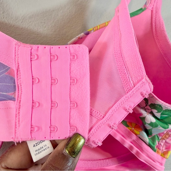 Lane Bryant Cacique Boost Balconette Bra 42DDD White Pink Floral Underwired - Picture 9 of 14